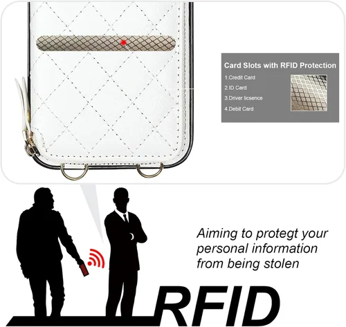 Miniatura 3 de Funda tipo cartera Bocasal para iPhone 13 Pro Max, cartera de mano de cuero PU con bloqueo RFID y cierre de cremallera, funda tipo folio con soporte
