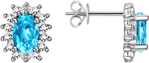 Miniatura 35 de Rylos Aretes tipo dormilona de plata de ley 925, ovalados y diamantes de 0.236 x 0.157 pulgadas, exquisitas joyas de piedra