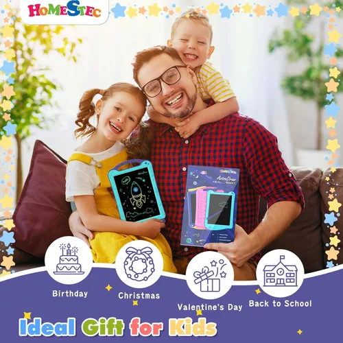 Miniatura 5 de [Certificado por ClimatePartner] HOMESTEC Astrodraw - Bloc de dibujo LCD colorido para niños, tablero de garabatos para niños de 3, 4, 5, 6 años