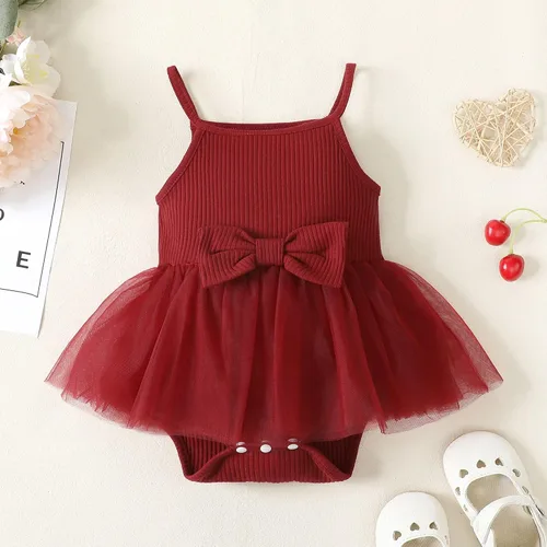 Miniatura 8 de OPAWO Vestido de bebé recién nacido, vestido de verano sin mangas, enterizo con cuello halter, vestido de tul de una pieza, 0-18 meses