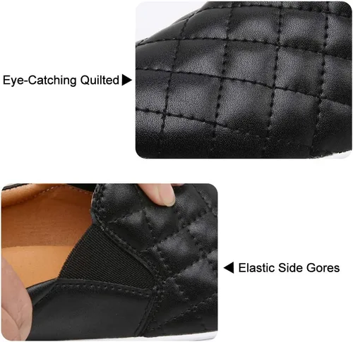 Miniatura 3 de VOCNTVY Mocasines cómodos y casuales de cuero acolchado para mujer