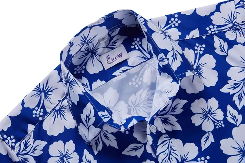 Miniatura 4 de EUOW - Camisas hawaianas para hombre de manga corta con botones, estampadas para la playa y el verano