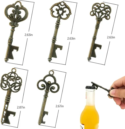 Miniatura 3 de 50 abridores de botellas, recuerdos de boda, abrebotellas de esqueleto vintage, abridor de botellas con tarjetas de escolta y llaveros, regalos