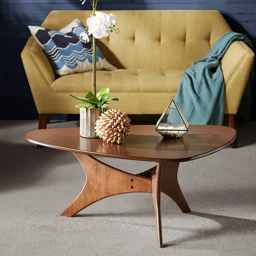 Miniatura 2 de INK+IVY Blaze Mesa de Centro de Madera Triangular Madera Contrachapada con Patas de Chapa de Madera, Moderna de Mediados de Siglo, Fácil Montaje