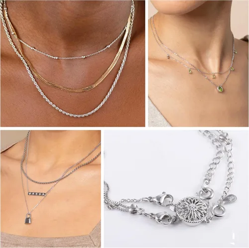 Miniatura 7 de Separador de collar para capas de oro blanco sin enredos, joyería de seguridad, collar de capas, separador de cierres para múltiples collares