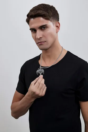 Miniatura 21 de YAMI Collar de alas angulares para hombre, ángel de la guarda, dragón, cuervo, pulpo, collar de anime, collar de acero inoxidable 316
