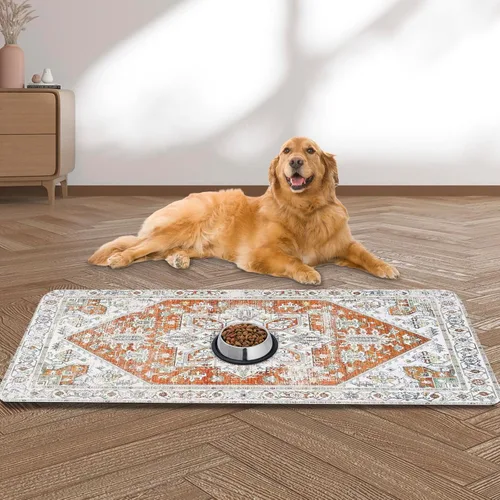 Miniatura 9 de Tapete Grande para Alimentación de Mascotas, 39.3"x15.7" Tapete Absorbente de Secado Rápido para Perros para Tazones de Comida y Agua, Tapete