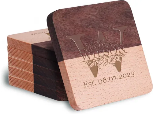 Miniatura 8 de Posavasos personalizados, regalo de aniversario de boda para parejas de amigos, regalo de recién casados, posavasos grabados personalizados
