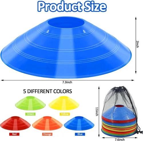 Miniatura 2 de Soccer Cones for Training, 100/15 Pack Agility Cones with Carry Bag, Multi-Color Disc Cones for Sports Training, Soccer, Football, Basketball, Field