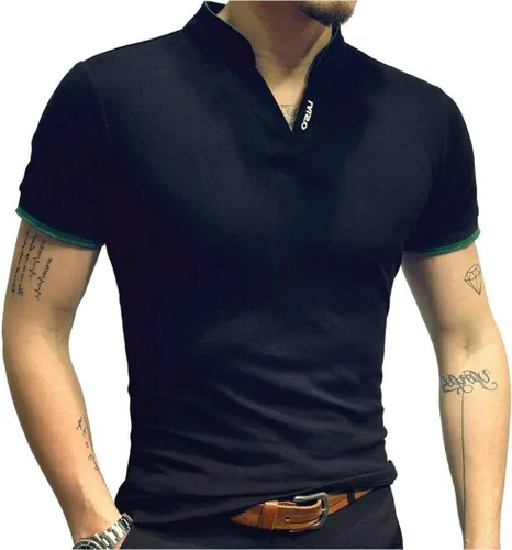 Miniatura 5 de LOGEEYAR Camisa polo de moda para hombre, de manga larga, ajustada, Henley, ropa de algodón piqué