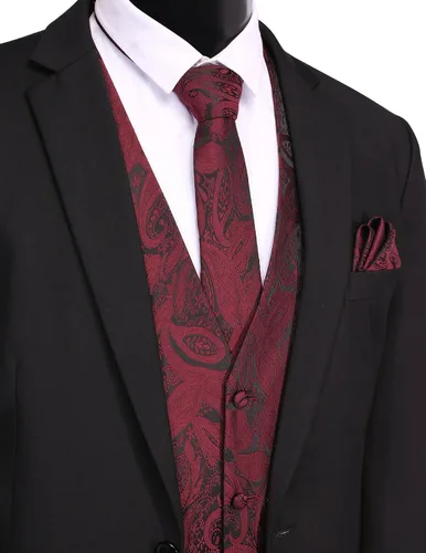 Miniatura 2 de COOFANDY Conjunto de chaleco de cachemira para hombre 3 piezas chaleco formal chaleco de esmoquin con bolsillo cuadrado