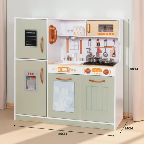 Miniatura 7 de TOUCH US Juego de juguetes de cocina de madera con luz, juego de cocina de juguete de simulación para niños, horno de juguete para fregadero