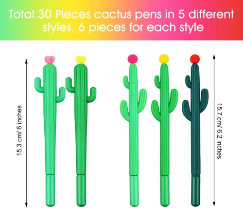 Miniatura 2 de Outus 30 juegos de bolígrafos de cactus con forma de cactus negro de 0.020 in de tinta de gel, bolígrafo de regalo de graduación para estudiantes