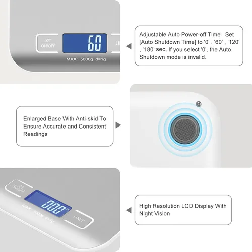Miniatura 2 de Báscula digital de envío, panel de acero inoxidable, precisa de 5 kg/1 g, portátil, para paquetes, negocios pequeños, cocina, alimentos, artículos