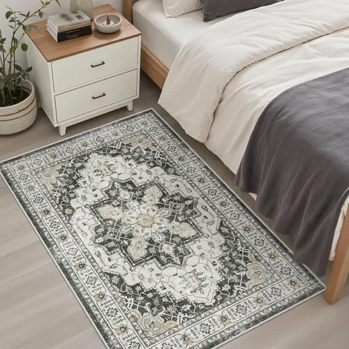 Miniatura 484 de Madane Tapete lavable de 2 x 10 pies para pasillo, cocina, recibidor, clásico, suave, antideslizante para interiores, casa de campo, baño, sala
