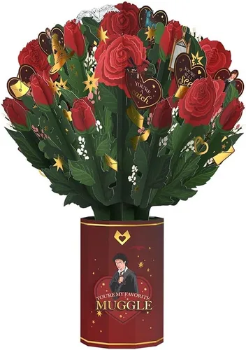 Lovepop Ramo de flores de papel desplegable de Harry Potter para ella y él – Tarjetas de felicitación de amor 3D para niños, niñas, hombres y Roses