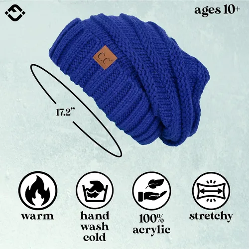Miniatura 197 de Funky Junque Gorro de moda de punto trenzado de talla extragrande, grueso, abrigado, suave y holgado