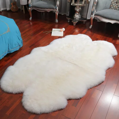 Miniatura 26 de IRIWOOL Alfombra de piel de oveja auténtica de alta calidad, piel de oveja australiana, esponjosa, de lujo, natural, de piel de cordero esponjosa