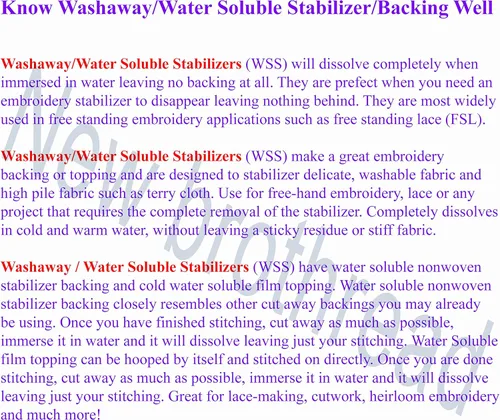 Miniatura 3 de New Brothread Wash Away - Estabilizador de bordado soluble en agua para máquina de bordar, respaldo y acabado de 10" x 3 yardas, peso ligero, corte