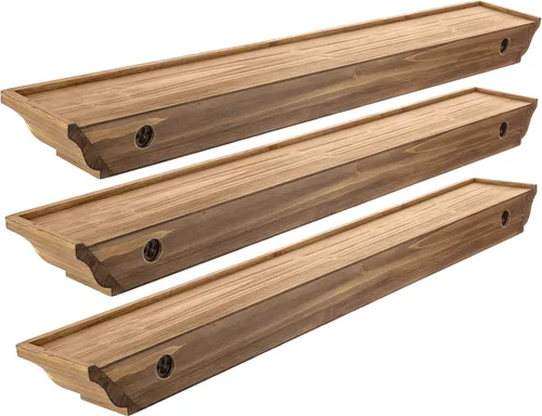 Miniatura 2 de Kiera Grace Muskoka Fitz - Estantes flotantes de madera, juego de 3, tamaños de 36 pulgadas, nogal natural, perfectos para mostrar preciosos marcos