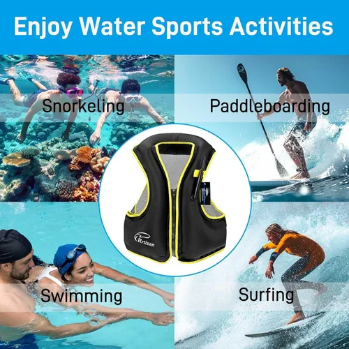 Miniatura 6 de Rrtizan Inflatable Snorkel Vest for Adult, Travel Snorkeling Vest for Swimming, Snorkeling, Paddleboarding, Swim Vest Adult Suitable for 90-220lbs