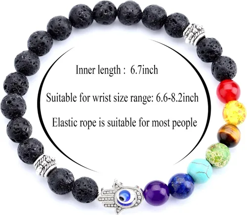 Miniatura 11 de Hamoery Pulsera de chakra de 0.315 in para hombre y mujer, 0.315 in, piedra natural, pulsera de yoga