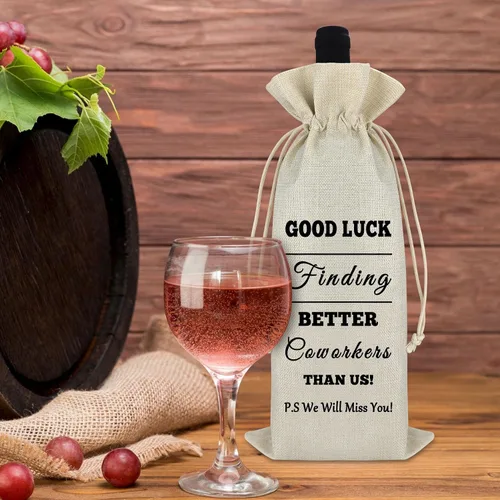 Miniatura 4 de Regalos de despedida para colegas, bolsa de vino para compañeros de trabajo, bolsa de vino con cordón para botella de vino, regalo de despedida