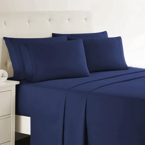 Miniatura 10 de Clara Clark - Juego de sábanas King con Flex Top, 6 piezas - Sábanas de lujo para cama King con cabeza dividida, juego de cama súper suave, King