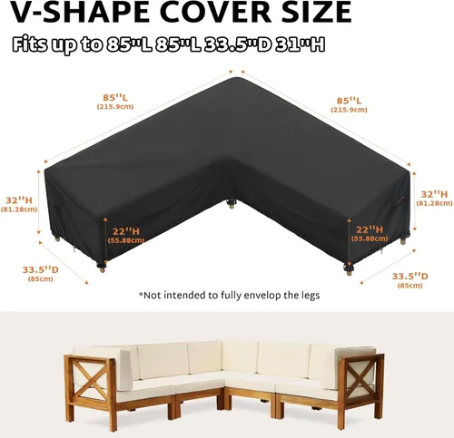 Miniatura 2 de iBirdie Funda para sofá modular de exterior, para 85 x 85 pulgadas, 84 x 84, 83 x 83, 82 x 82, en forma de L, para sofá de patio, impermeable, a