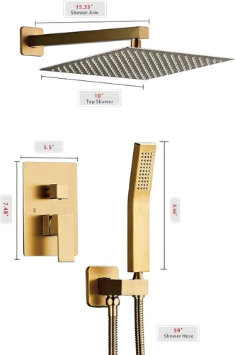 Miniatura 6 de SaniteModar Cabezal de Ducha, Sistema de Ducha de Baño de 10 Pulgadas, Cabezal de Ducha Cuadrado de Lluvia Multifunción, Kit de Ajuste de Cabezal