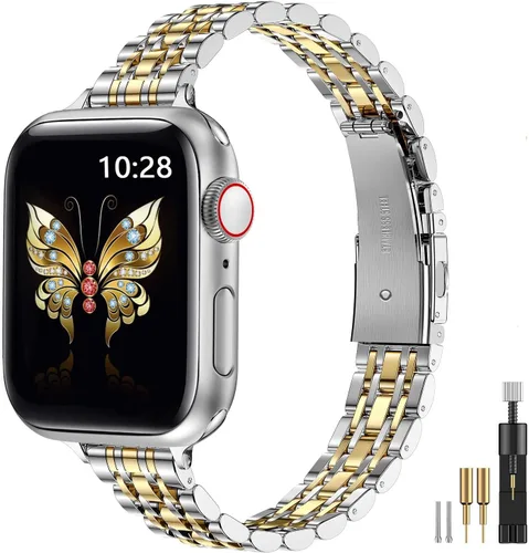 Miniatura 13 de MioHHR Correa delgada de metal compatible con Apple Watch de 42 mm (Series 11 10) 41 mm (Series 9 8 7) 40 mm (Series 6 5 4 SE3/2/1) 38 mm