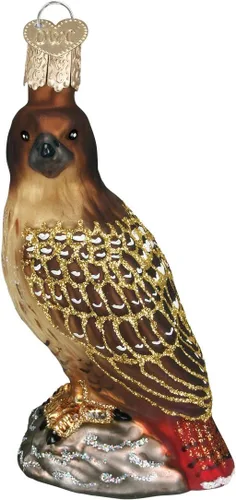 Miniatura 6 de Old World Christmas Adorno de cristal soplado de codorniz para árbol de Navidad, decoración navideña artesanal, colección de observadores de aves