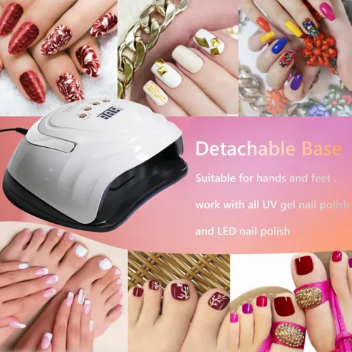 Miniatura 6 de Lámpara de uñas LED UV con 81 cuentas, lámparas de curado de uñas de 380 W para esmalte de gel con sensor automático/4 ajustes de temporizador