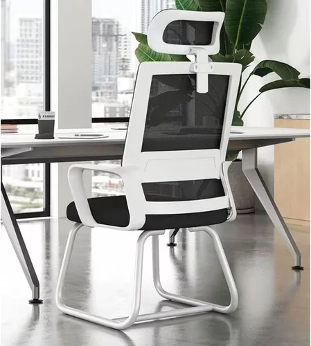 Miniatura 4 de Silla de oficina ergonómica, sillas de escritorio de oficina en casa, silla de oficina de malla, silla ejecutiva de malla con reposacabezas Blanco B
