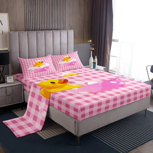 Miniatura 41 de Erosebridal Juego de sábanas para niños y niñas, diseño de pato amarillo, diseño de patos de dibujos animados, juego de ropa de cama de granja