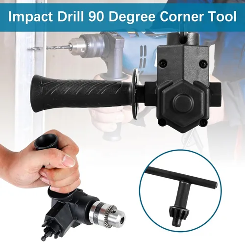 Miniatura 6 de Accesorio de taladro de ángulo recto, Adaptador de taladro de ángulo recto de 90 ° de alto par, Adaptador de esquina de broca de metal de 90°