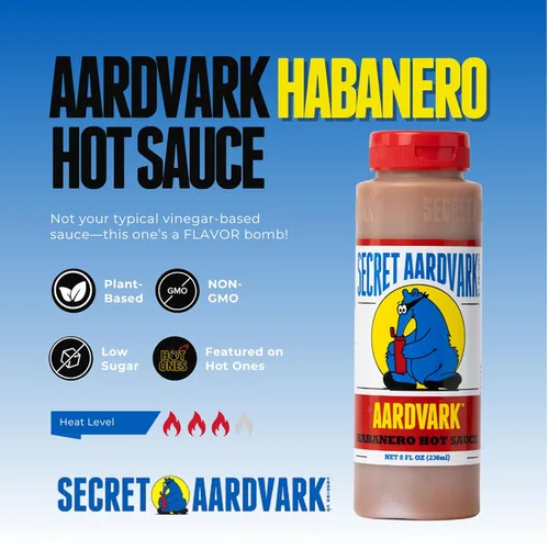 Miniatura 3 de Secret Aardvark Salsa picante Habanero – Pimientos habaneros y tomates asados, salsa picante medianamente especiada, salsa barbacoa, sin OGM, baja
