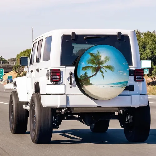 Miniatura 3 de Palm Tree Sun Beach - Cubierta de neumático de repuesto para remolque, RV, SUV y muchos vehículos, 18 pulgadas