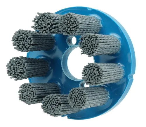 Weiler 85776 Cepillo de disco Nylox de 3 pulgadas, filamento prensado, relleno .035/180SC, orificio de eje de 7/8 pulgadas, fabricado en los Estados