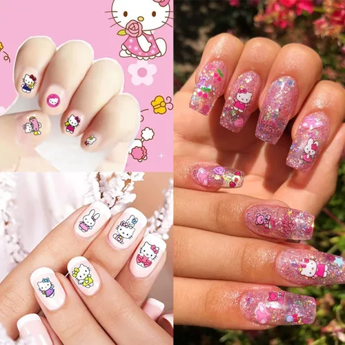 Miniatura 2 de 6 hojas de calcomanías de arte de uñas, autoadhesivas, suministros de arte de uñas, calcomanías kawaii para uñas, diseños de uñas de gato, dijes