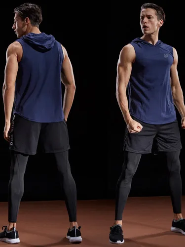 Miniatura 2 de NELEUS Dry Fit Workout Athletic Muscle Tank with Hoods Pack of 3