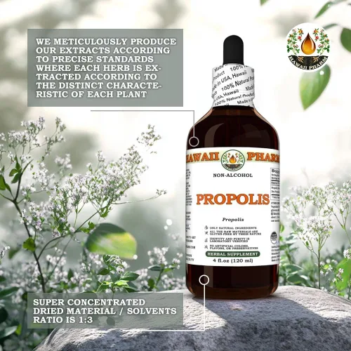 Miniatura 5 de Glicerita de propóleo, fabricado en Hawaii, totalmente natural, vegano, probado en laboratorio, extracto líquido sin alcohol - 4 onzas líquidas