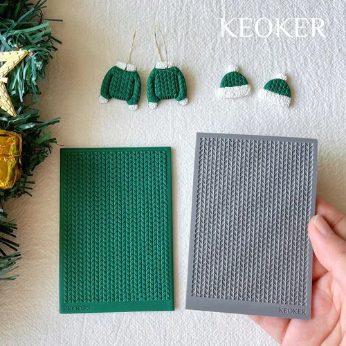 Miniatura 3 de Keoker Hoja de textura de arcilla polimérica para Navidad, tapete de textura de arcilla navideña para hacer aretes, joyas, herramientas de aretes