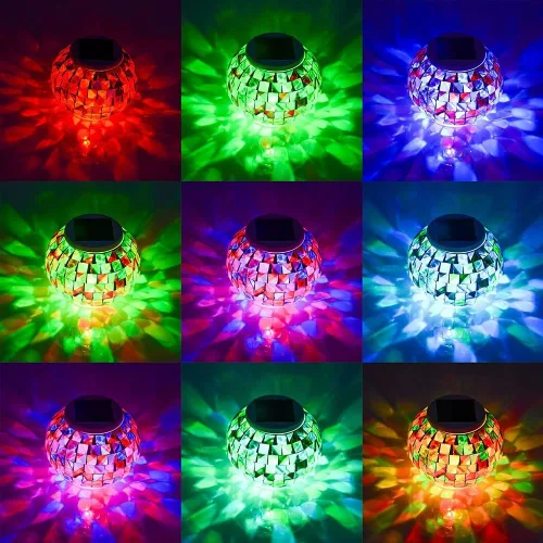 Miniatura 6 de Aukora - Luces de jardín de bola de vidrio con cambio de color a energía solar, lámparas de mesa impermeables para noche, para patio, fiesta