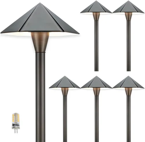 Miniatura 35 de Gardenreet Luces de camino de bajo voltaje de latón, luces LED de camino de paisaje, luces de patio al aire libre impermeables IP65, 12 V con cable