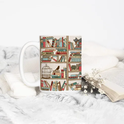 Miniatura 3 de Loftipop Book Lover - Taza de café, libro Bibliófilo, libro Bibliófilo, libros y gatos (15 onzas)
