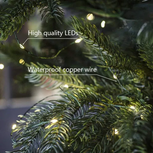 Miniatura 2 de Cadena de luces de hadas enchufables de 66 pies, luces LED de alambre verde blanco cálido de 200 LED con control remoto, 8 modos para sala de estar