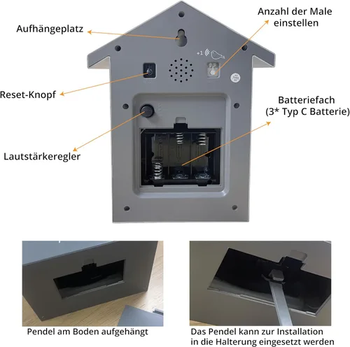 Miniatura 7 de WALPLUS Reloj de cuco moderno con diseño de pájaro que canta en la hora Coo Coo Coo Relojes de pared con péndulo de reloj de cuco de pájaro