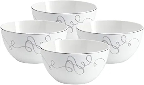 Mikasa Love Story Platinum Banded - Juego de 4 cuencos multiusos