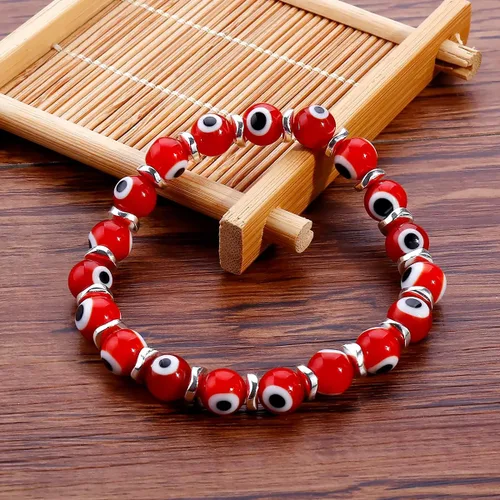 Miniatura 5 de Pulseras de mal de ojo para mujer con cuentas hechas a mano, pulsera elástica dorada para niñas